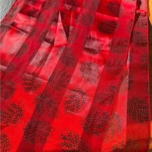 Red Leaf Patterned Scarf for neck or purse